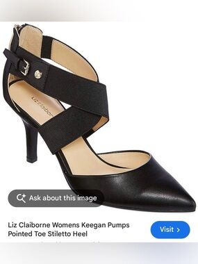 Liz Claiborne Keegan Black Strappy Pointed-Toe Heels 👠 (Size 7.5) Like New